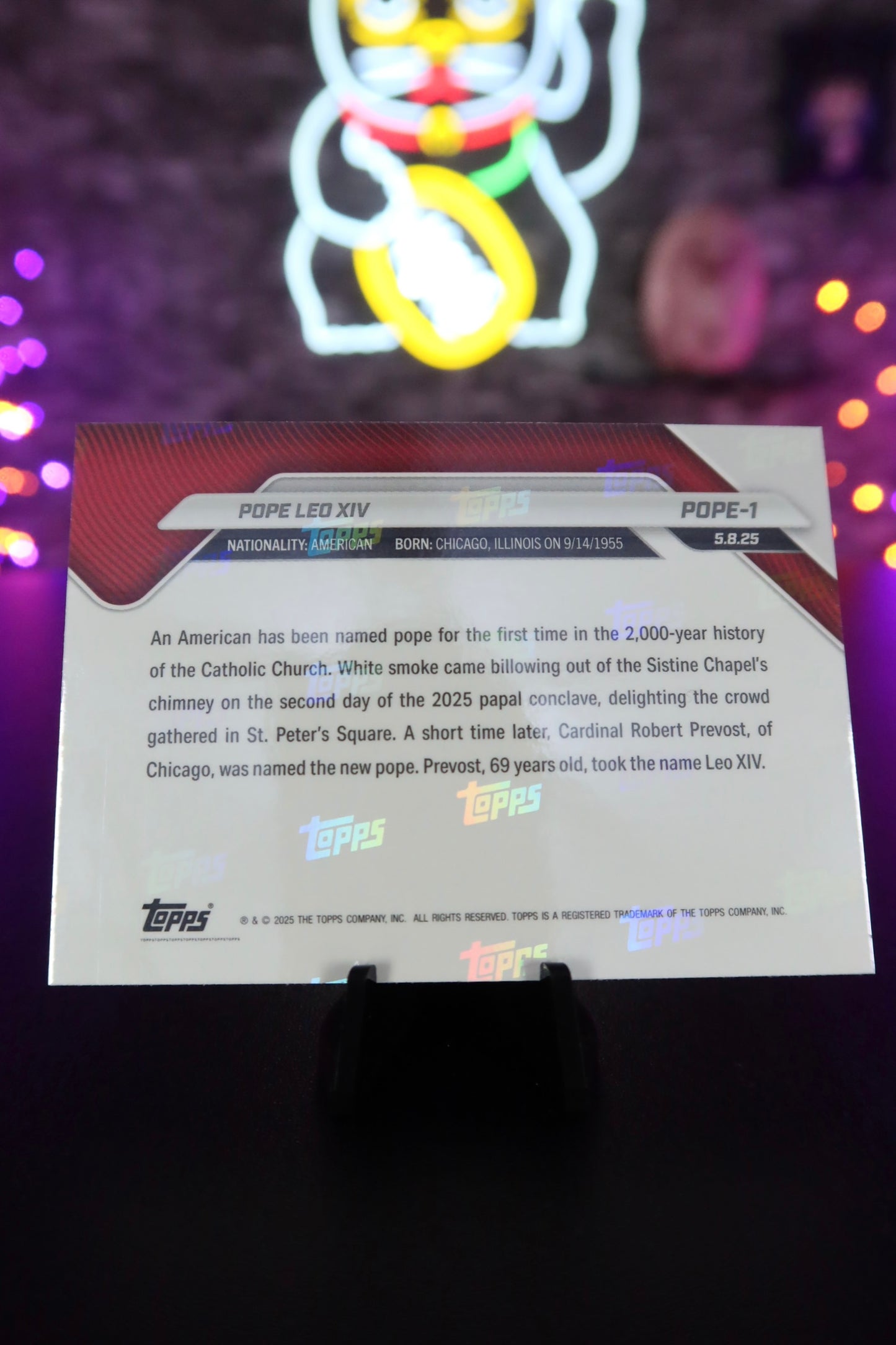 Carta Papa Leo XIV de TOPPS 2025